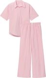 Calvin Klein Dames Pyjama in Poplinkatoen - Cera Stripe Cradle Pink - L