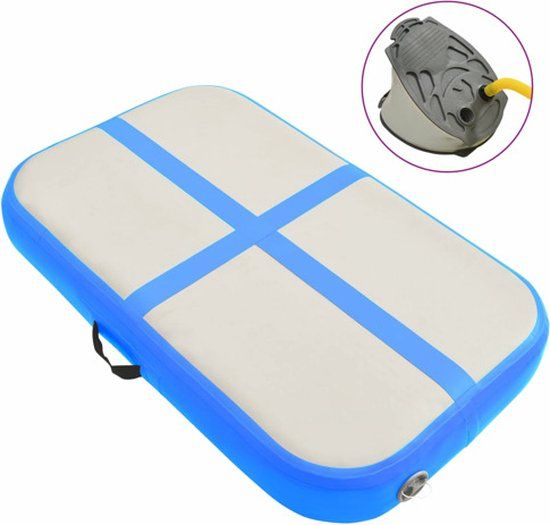vidaXL Gymnastiekmat met pomp opblaasbaar 60x100x15 cm PVC blauw