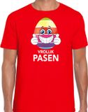 Bellatio Decorations Shoppartners Bv Paasei met duimen omhoog vrolijk Pasen t-shirt / shirt - rood - heren - Paas kleding / outfit L
