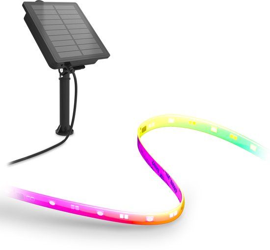 Calex Vista Solar Ledstrip - 3 m - Gekleurd & Warm Wit Licht - Oplaadbaar met zonne-energie & USB-C - Waterdicht - met afstandsbediening