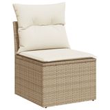 vidaXL 10-delige Loungeset met Kussens, Poly Rattan, Beige