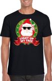 Bellatio Decorations Shoppartners Bv Foute Kerst print t-shirt - zwart - Stoned Kerstman - voor heren - kersttrui - kerstkleding S