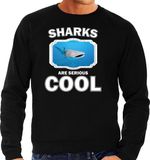 Bellatio Decorations Dieren Haaien Sweater Zwart Heren - Sharks Are Serious Cool Trui - Cadeau Sweater Walvishaai/ Haaien Liefhebber M