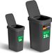 Novaliv Set de poubelles 10L + 25L, Poubelle avec couvercle 2-en-1, couvercle à charnière et couvercle à bascule, poubelle anti-odeur pour salle de bain, cuisine, ménage, bureau, poubelle, conteneur à déchets en plastique