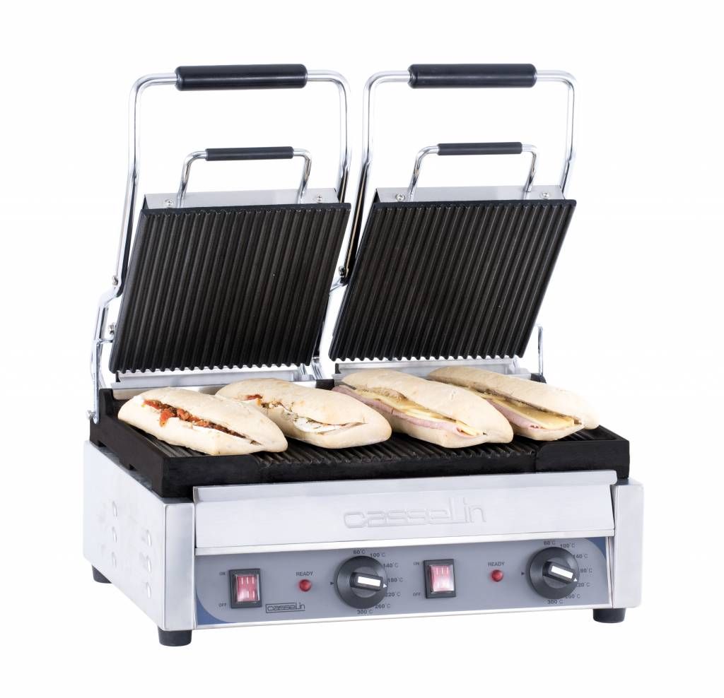 Casselin Dubbel contact grill geribbeld | Heavy Duty