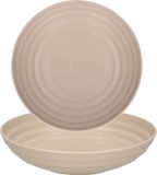 PlasticForte Rond bord/camping - 8x - diep bord - D19 cm - taupe - kunststof
