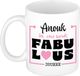 Bellatio Decorations Naam mok Anouk - wit - Fabulous - keramiek - 300 ml - cadeau collega beker - cadeau