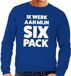 Bellatio Decorations Shoppartners Bv Ik werk aan mijn SIX Pack tekst sweater blauw heren M