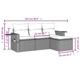 vidaXL 4-delige Loungeset met Kussens, Poly Rattan, Zwart