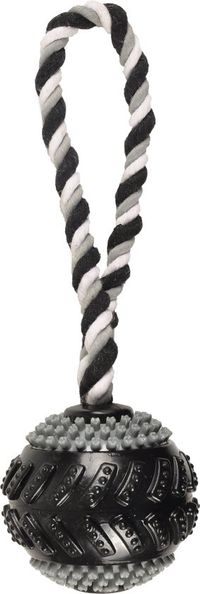 Gladiator Curling Ball met touw voor de hond - Zwart - 28 x 9 x 9 cm