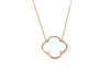 Fiori klaver ketting zilver roze verguld blauw glas 45cm