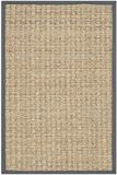 SAFAVIEH Natuurvezeltapijt voor woonkamer, eetkamer, slaapkamer - natuurlijke vezelcollectie, korte pool, natuurlijk en zwart, 61 x 91 cm