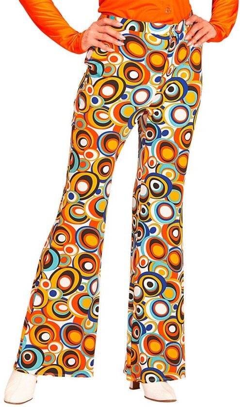 - Hippie Kostuum Groovy Gwendolyn 70s Dames Broek, Luchtbellen Vrouw Large / XL Carnaval kostuum Verkleedkleding