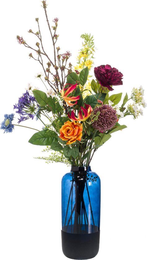 Emerald - Boeket XL Flower Bomb - 108cm hoog - Oranje - 13 stelen - Kunstboeket - Zijde boeket