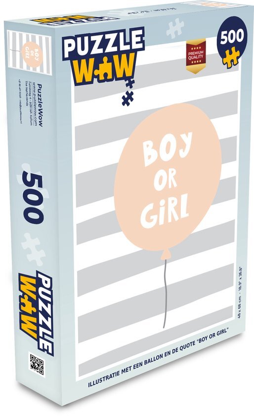 MuchoWow Puzzel Illustratie met een ballon en de quote Boy or girl - Legpuzzel - Puzzel 500 stukjes