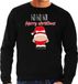 Bellatio Decorations Foute Kersttrui/Sweater Heren - Kerstman - Zwart - Merry Christmas L