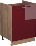 Vicco Wastafelkast Fame-Line, Bordeauxrode hoogglans/Goudkleurig Eiken, 60 cm