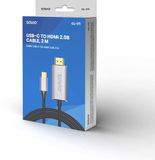 Câble Savio USB-C vers HDMI 2.0B 2m argent / noir embouts dorés CL-171