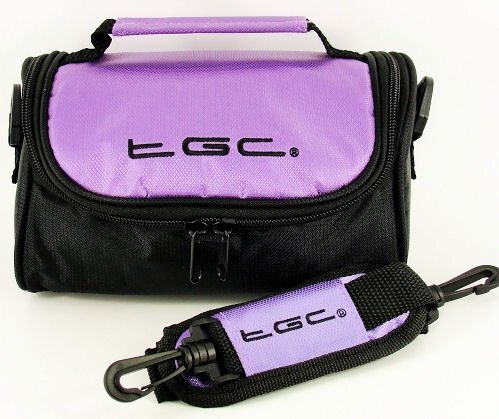 TGC ® Camera Case voor Canon PowerShot ELPH 110 HS, ELPH 320 HS, ELPH 530 HS met schouderriem en draaggreep, Elektrische Paars & Zwart