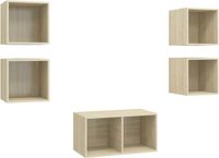 vidaXL 5-delige Tv-meubelset Bewerkt Hout Sonoma Eikenkleurig