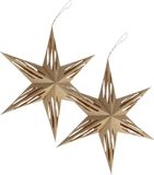 Ger Import 2x stuks décoration de Noël étoile lanternes brun clair 30 cm