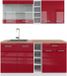 Vicco R-Line Cuisine pour une personne – 160 cm, WB Chêne Rouge laqué brillant/blanc
