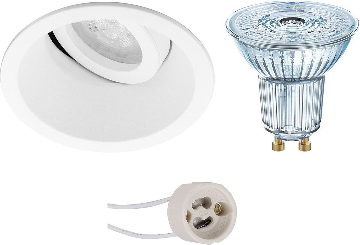 Qualu LED Spot Set - OSRAM Parathom PAR16 930 36D - Proma Zano Pro - GU10 Fitting - Dimbaar - Inbouw Rond - Mat Wit - 3.7W - Warm Wit 3000K - Kantelbaar - Ø93mm