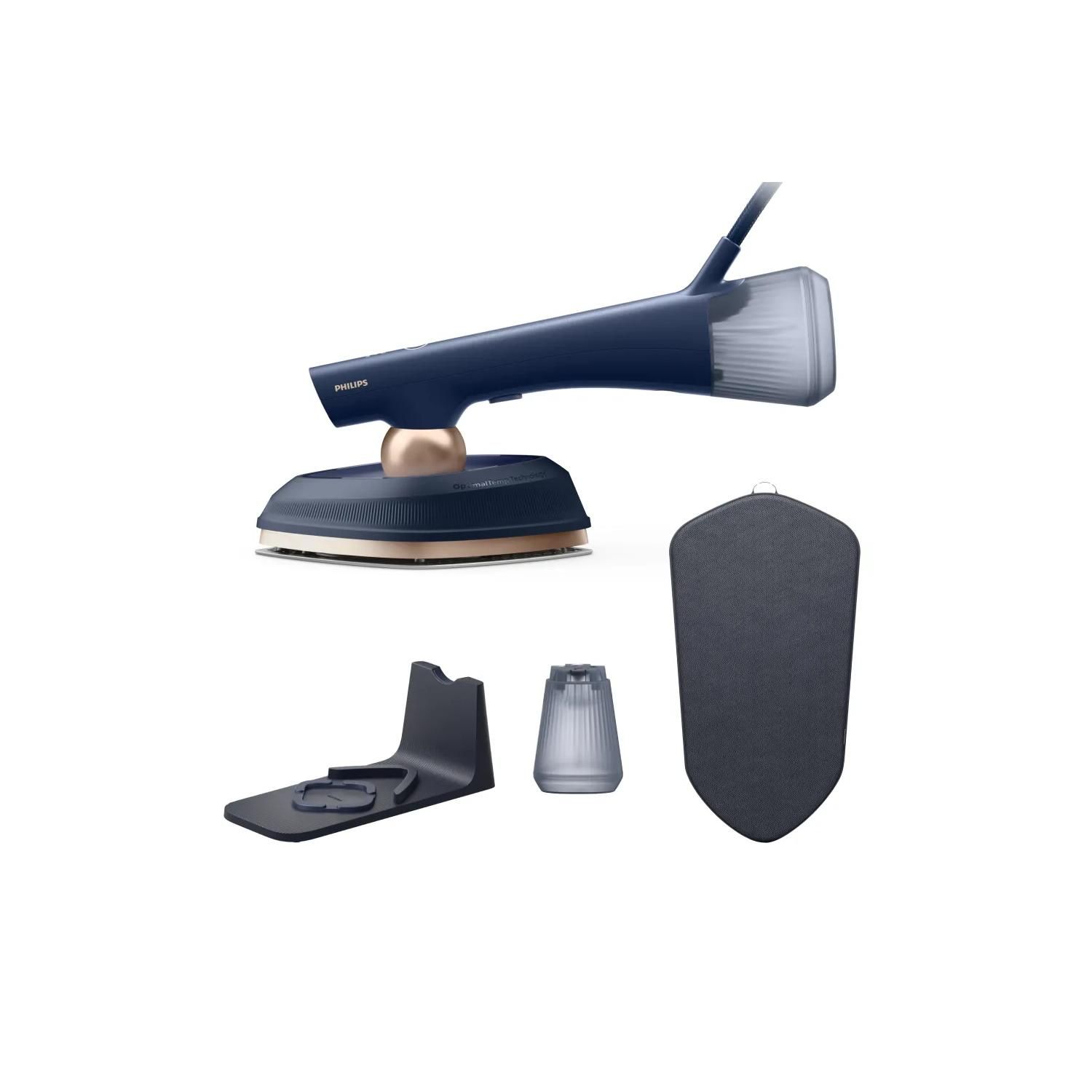 Philips One Turn GC215/20 Handheld Steam Iron | SteamGlide Plus Soleplate | 1800W | Dark Blue