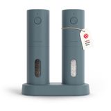LARS NYSØM Elektrische Zout- en Pepermolen Set Spænding - 2-delige Set met verstelbaar keramisch maalwerk van grof tot fijn - Automatisch kruidenmolense (Stone Blue)