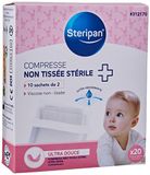Steripan - Steriel niet-geweven kompres - Ultrazachte baby - 10 zakjes met 2 kompressen - zeer absorberend - Viscose non-woven