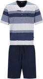 Hajo heren shortama blauwe strepen - Blauw - Maat 52