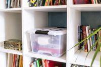 Famanu Set de 3 boîtes de rangement, 30L, Empilable, Garage, chambre, salon, B57,5 x D39 x H20 cm - Transparent