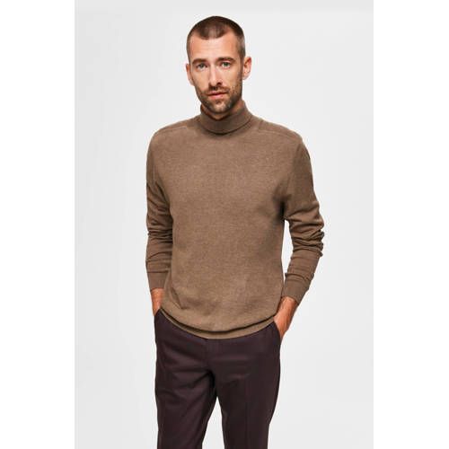 SELECTED HOMME SLHBERG Fine Knit Turtleneck - Brown