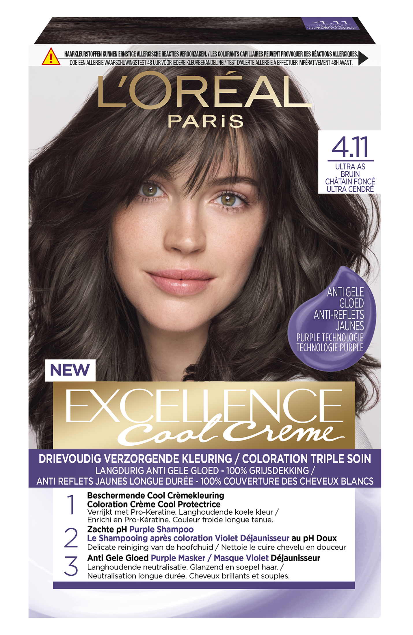 L'Oréal Excellence Cool Creams 4.11 - Ultra Ash Bruin - Permanente haarverf