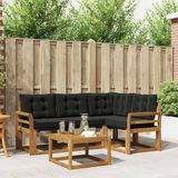 vidaXL Hoek loungeset 5-delig acaciahout naturel en zwart inclusief tafel