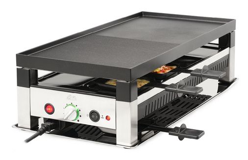 Solis 5 in 1 Table Grill - Raclette Gourmet Set for 8 Persons - Silver/Black