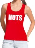 HUTS Rouge Coton Débardeur / Shirt sans manches Femme XL