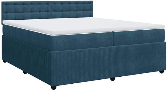 vidaXL Boxspring met matras fluweel blauw 200x200 cm