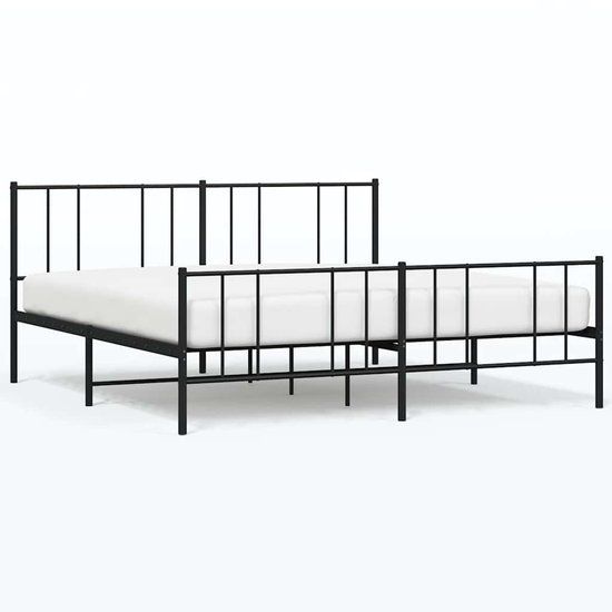 vidaXL Bedframe met hoofd- en voeteneinde Metaal Zwart 193x203 cm