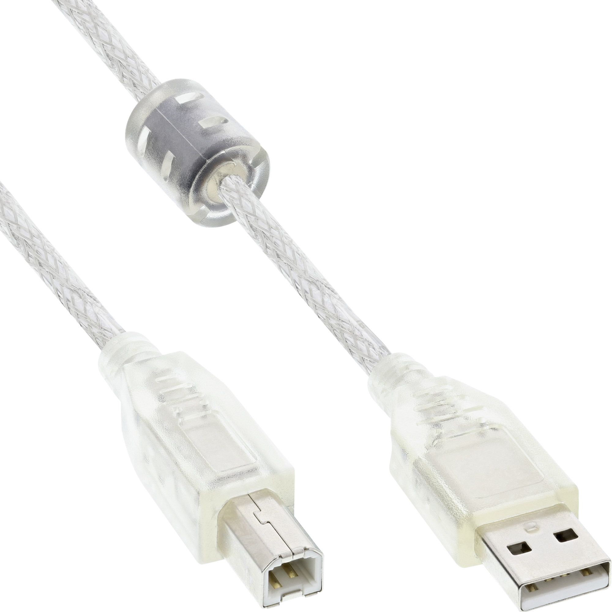 InLine 34518 USB-kabel 2 m USB A naar USB B Transparant