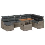 vidaXL Tuinbank - Set - 9 - st - Grijs - Poly - rattan