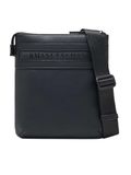 Armani Exchange A|X Herenangel, tonaal logo, rits aan de voorkant, zwart, platte crossbody engel, tonaal logo, rits aan de voorkant, medium maat