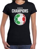 Bellatio Decorations Italie EK/ WK supporter t-shirt - we are the champions met Italiaanse voetbal - zwart - dames - kleding / shirt M