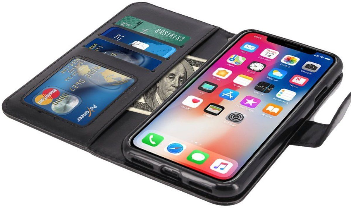 Freelancers iPhone 8 portemonnee case hoesje - Zwart - 8719665014957