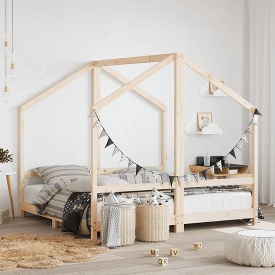 vidaXL Kinderbedframe 2x(80x160) cm Massief Grenenhout