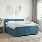 vidaXL Boxspringbed met matras Donkerblauw 140 x 190 cm Fluweel