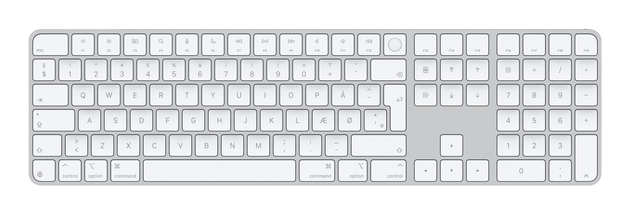Apple Magic Keyboard met Touch ID en numeriek toetsenblok - QWERTY - Deens - Wit