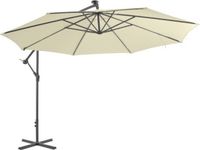 vidaXL Zweefparasol met LED-verlichting en metalen paal 350 cm zand