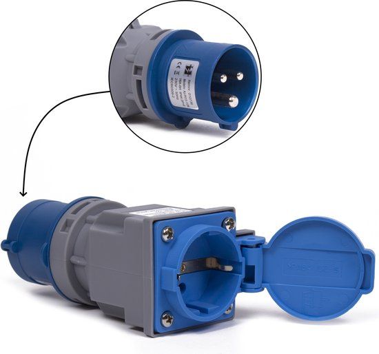 Benson CEE naar Randaarde Stopcontact Verloopstekker - Blauw / Wit