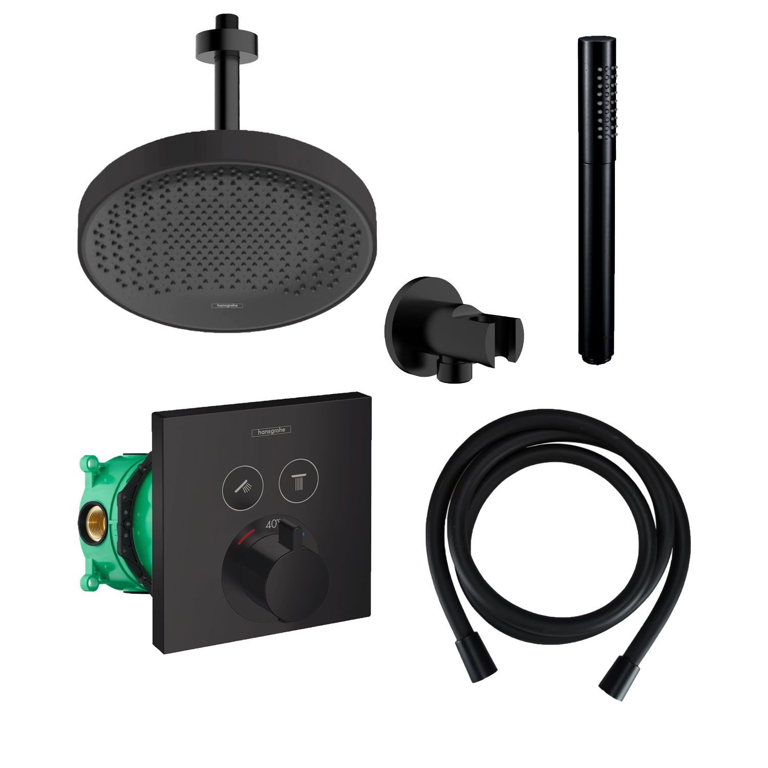 Hansgrohe Rainfinity Regendoucheset Met Plafondarm Powderrain 250 Mat Zwart